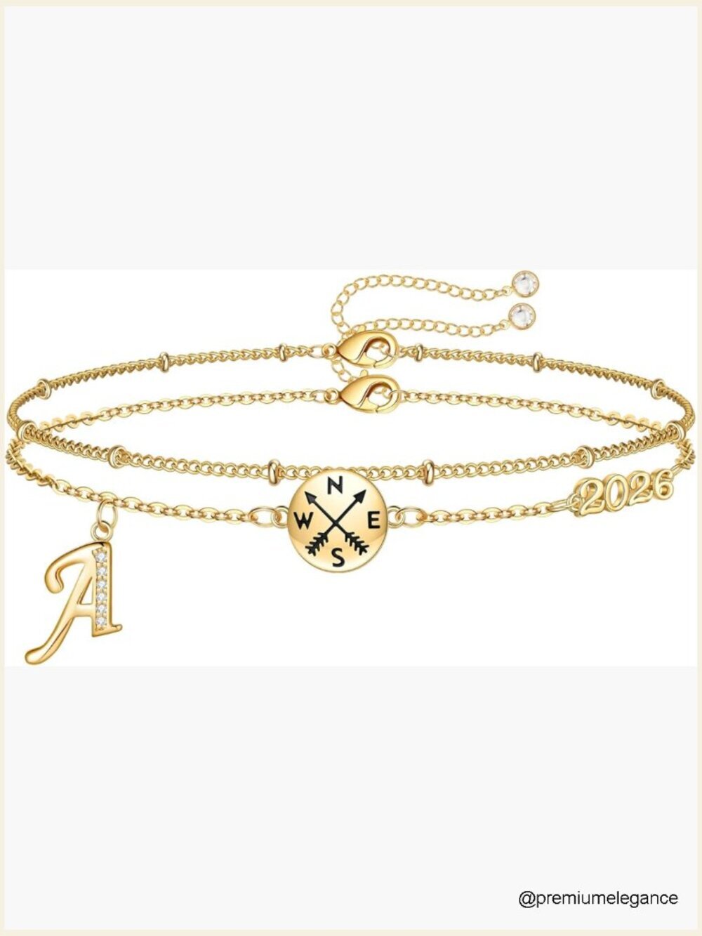14K Gold Plated Initial Compass Bracelet Graduation Gift 2026